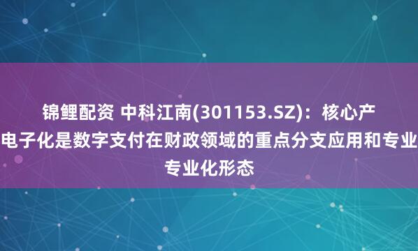 锦鲤配资 中科江南(301153.SZ)：核心产品支付电子化是数字支付在财政领域的重点分支应用和专业化形态