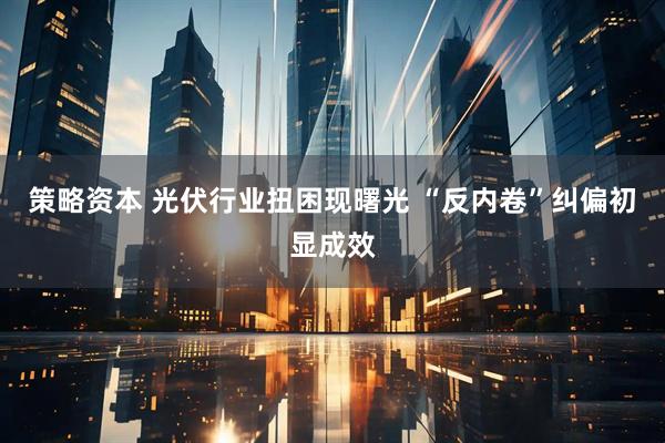 策略资本 光伏行业扭困现曙光 “反内卷”纠偏初显成效